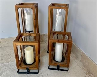 Set of four lanterns   23"h x 8" square, 14"h x 8" square