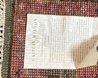 $350.00 Caitlin Wilson "Kismet"  hand knotted rug         7' x 3'