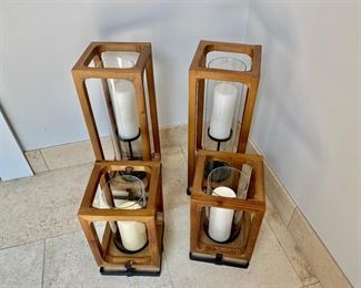 Set of four lanterns   23"h x 8" square, 14"h x 8" square