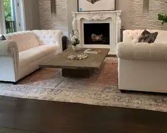 Williams-Sonoma Chesterfield sofas                                             (coffee table & rug not for sale)