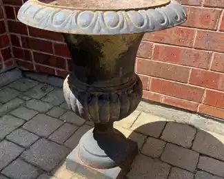  Pair cast iron planter urns - 2 pair available                                      31.5"h x 24" diameter