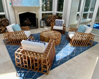 $2,400.00 Pair Kenneth Cobonpue “Tilt Easy armchairs   2 pair available                                                                                          H: 24.41 x W: 36.23  D: 37.41 in                                                Seat Height: 16.54 in