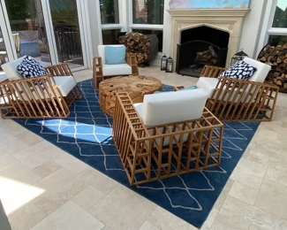 $2,400.00 Pair Kenneth Cobonpue “Tilt Easy armchairs   2 pair available                                                                                          H: 24.41 x W: 36.23  D: 37.41 in                                                Seat Height: 16.54 in