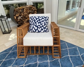 $2,400.00 Pair Kenneth Cobonpue “Tilt Easy armchairs   2 pair available                                                                                          H: 24.41 x W: 36.23  D: 37.41 in                                                Seat Height: 16.54 in