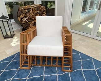 $2,400.00 Pair Kenneth Cobonpue “Tilt Easy armchairs   2 pair available                                                                                          H: 24.41 x W: 36.23  D: 37.41 in                                                Seat Height: 16.54 in