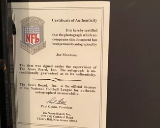 Now $140.00 - Was $200.00 Autographed Joe Montana photo    24"h x 18.5"w