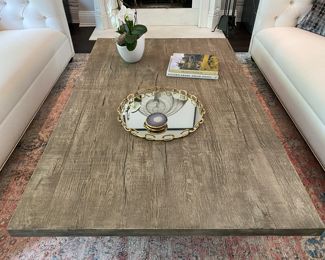 Now $665.00 - Was $950.00 Restoration Hardware reclaimed oak plinth coffee table 14"h x 68" long x 43"w 