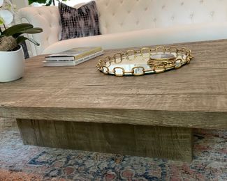 Now $665.00 - Was $950.00 Restoration Hardware reclaimed oak plinth coffee table 14"h x 68" long x 43"w 