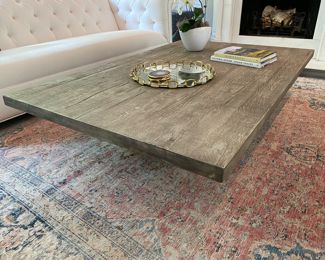 Now $665.00 - Was $950.00 Restoration Hardware reclaimed oak plinth coffee table 14"h x 68" long x 43"w 