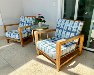 Now $455.00 - Was $650.00 Pair teak lounge chairs  30"w x 30"d 