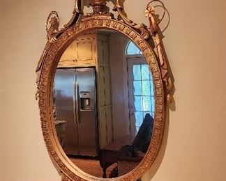 Ornate Gold Oval Mirror, 28” w x 47” h
