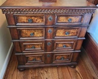 Pair of Victorian Style Wood Veneer Nightstands w/ Keyholes, 28 1/2” w x 30 1/2” x 18” d