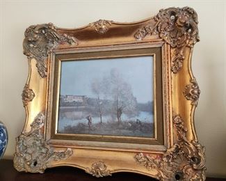 Gold Framed Pastoral Print, 23” w x 20” h