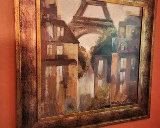 Framed Paris Cityscape Art, 36” w x 36”h