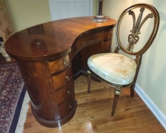 Kidney Desk w/ Bookcase Back, 49”w x 30 1/2” h x 25” d