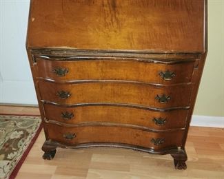 Queen Anne Style Secretary Writing Desk, Closed: 35” w x 41” h x 17 1/2” d, Open: 29” d