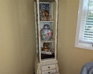 French Provincial Style Display Curio Cabinet, 17” w x 68” h x 14”d