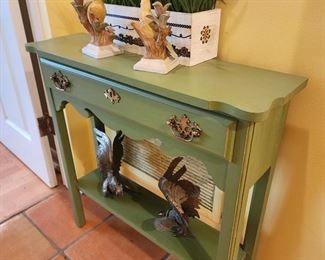 Green French Farmhouse Console Table, 28” w x 28” h   8 1/2” d