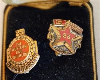 Fantastic 1940 and 1942 The Western and Southern Insurance Producer Service Pins
