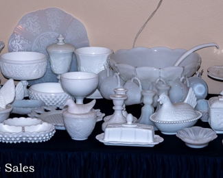 Tables of Milk Glass- Fenton - Imperial Glass - Westmoreland - Brody - MORE!