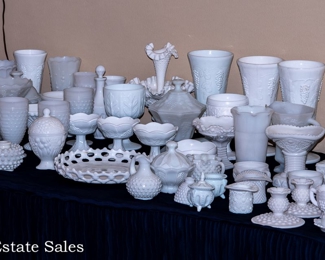 Tables of Milk Glass- Fenton - Imperial Glass - Westmoreland - Brody - MORE!