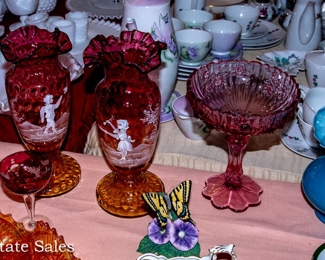 Cranberry Glass - Mary Gregory style
