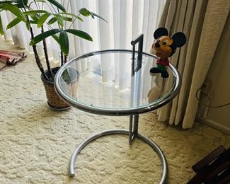 Midcentury Eileen Gray Adjustable Glass Top Table