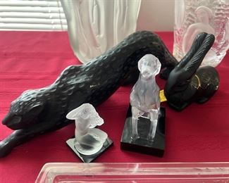Lalique Black Panther, Lalique Frosted Nude, Cristal De Sevres Wolfhound, Lalique Black Bunny 