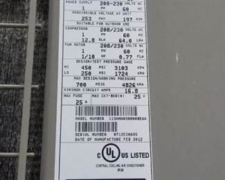 R410A mfg. February 2012