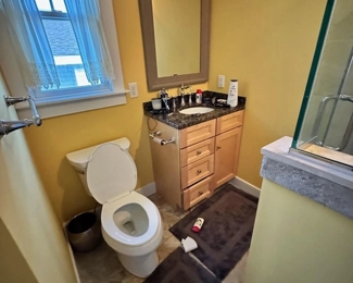 Handsome bath vanity; vanity lights; mirror