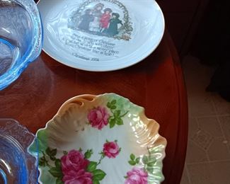 HOLLY HOBBIE PLATE AND A PAINTED BOWL