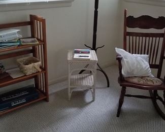Sturdy wood bookcase; sorry, owner keeping rocker