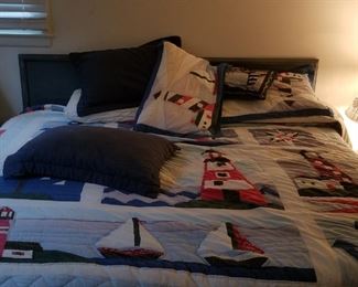 Beds and bedding; table lamps