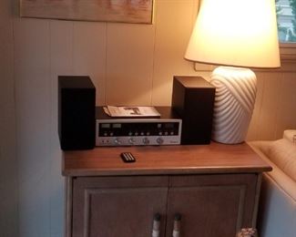 Classic cupboard; table lamp