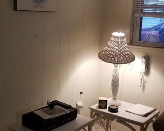 Painted rattan accent tables