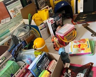 Toys, books, music albums. 