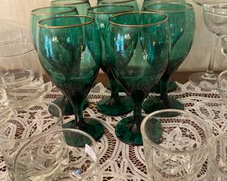 Vintage Libby stemware with gold rim
