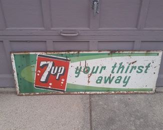 Vintage embossed  tin Advertising  Sign , 7-UP 