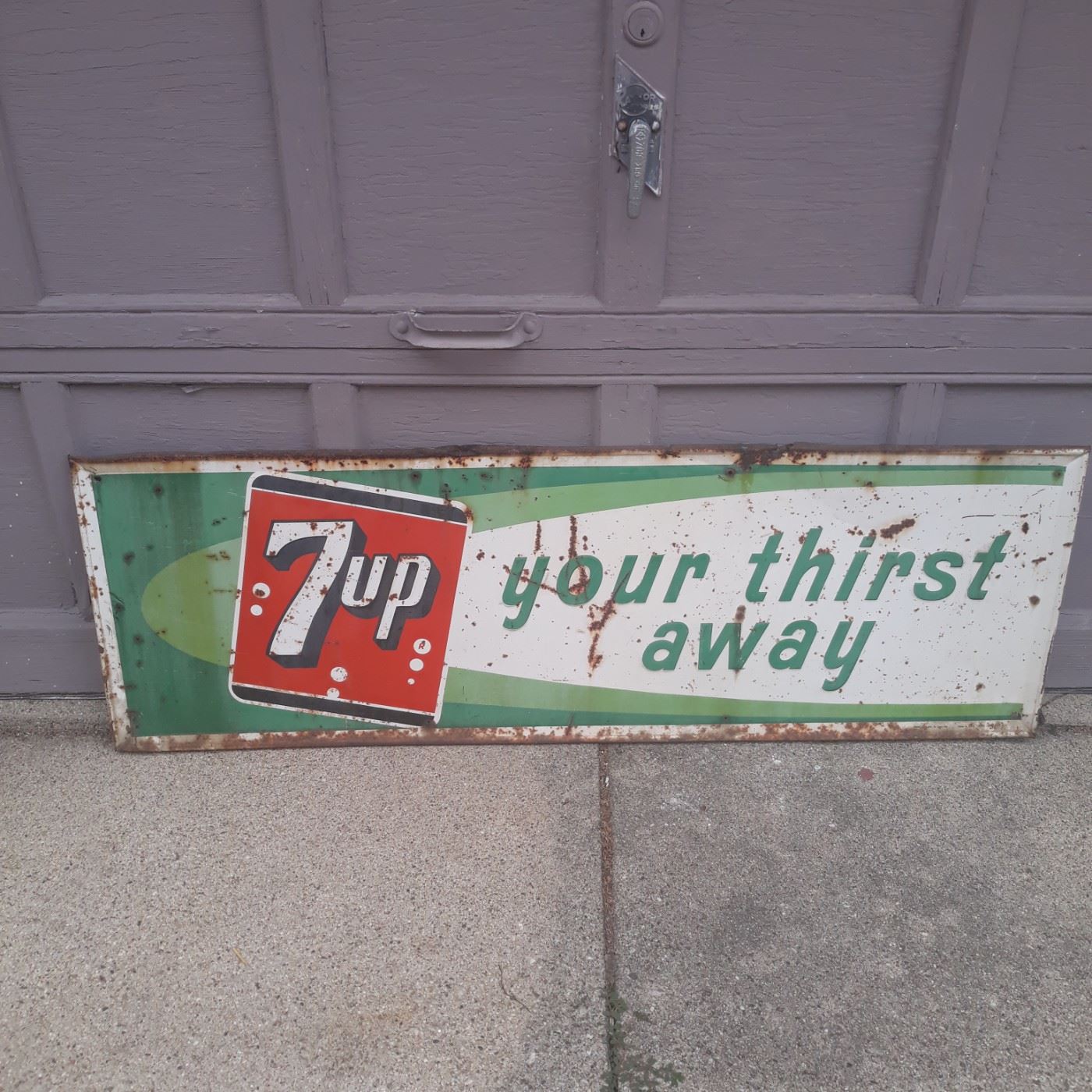 Vintage embossed tin Advertising Sign , 7-UP