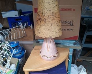 Mid Century Modern  table lamp with vintage  shade