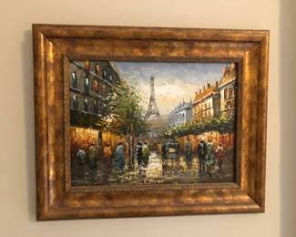 Paris street scene framed print