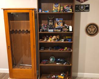 Gun cabinet, shelf, toy cars