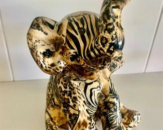 Ceramic Safari Animal Print Elephant Figurine
