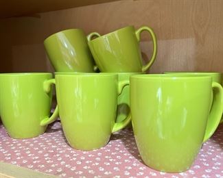Set of 8 Corelle Green Stoneware Mugs