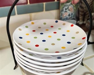 Set of 6 Polka Dot Salad Plates