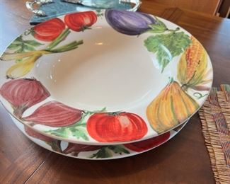 2 Crate & Barrel Vegetable Design Platters