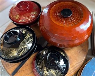 Lacquerware Japanese Rice Bowls
