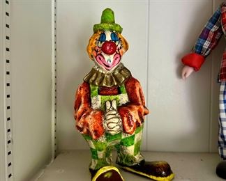 Colorful Paper Mache Clown Figurine