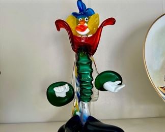Murano Blown Glass Clown Figurine