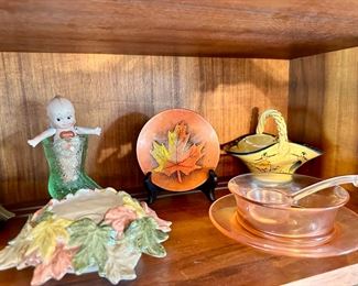 Pink Depression Glass Bowl, Ladle & Plate